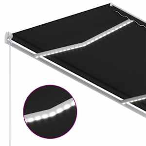 Ručně zatahovací markýza s LED světlem 350 x 250 cm antracitová - obrázek 4