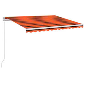 Ročno zložljiva tenda z LED lučmi 350x250 cm oranžna in rjava - slika 2