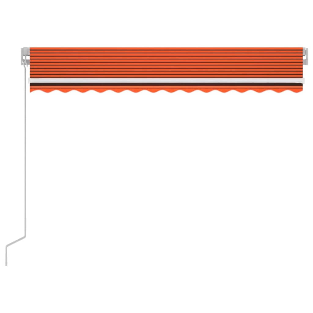 vidaXL Markis manuellt infällbar med LED 350x250 cm orange och brun