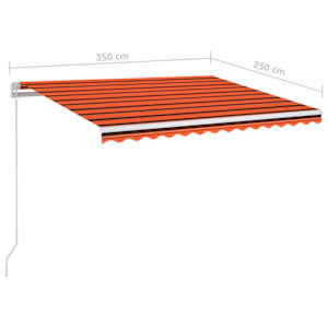 Ručně zatahovací markýza s LED světlem 350x250 cm oranžovohnědá - obrázek 7