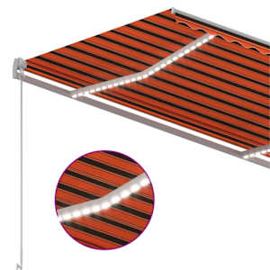 Ročno zložljiva tenda z LED lučmi 350x250 cm oranžna in rjava - slika 5