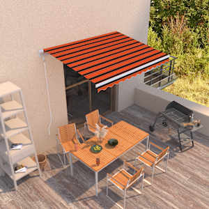 Automatická zatahovací markýza 350 x 250 cm oranžovo-hnědá