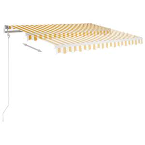 vidaXL Τέντα Αυτόματη με LED & Αισθ. Ανέμου Κίτρινο/Λευκό 350x250 εκ.