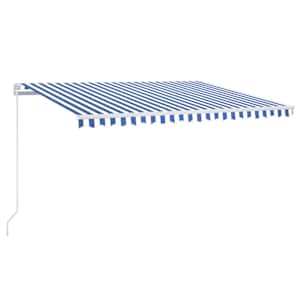 vidaXL k&auml;sitsi sisset&otilde;mmatav varikatus LED, 400x300 cm sinine ja valge