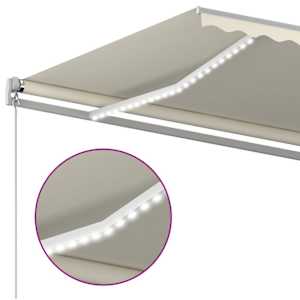 Ručně zatahovací markýza s LED světlem 400 x 300 cm krémová - obrázek 4