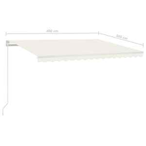 Ručně zatahovací markýza s LED světlem 400 x 300 cm krémová - obrázek 7