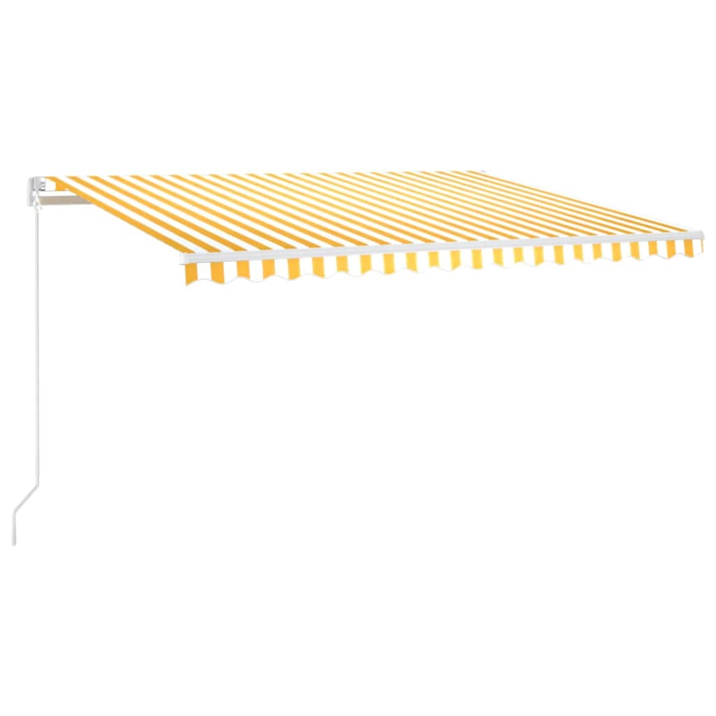 vidaXL Ručně zatahovací markýza s LED světlem 400 x 300 cm žlutobílá