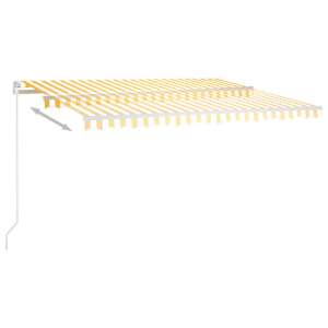 Ručně zatahovací markýza s LED světlem 400 x 300 cm žlutobílá - obrázek 6