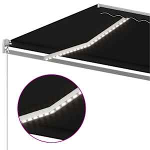 Ručně zatahovací markýza s LED světlem 400 x 300 cm antracitová - obrázek 5