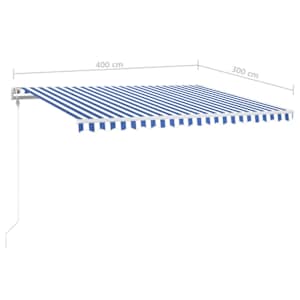 Automatická markýza LED a senzor větru 400 x 300 cm modrobílá - obrázek 10