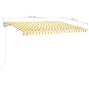 Automatická markýza LED a senzor větru 400 x 300 cm žlutá/bílá - obrázek 10