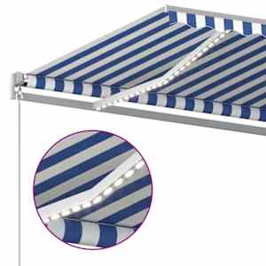 Ručně zatahovací markýza s LED světlem 450 x 300 cm modrobílá - obrázek 5