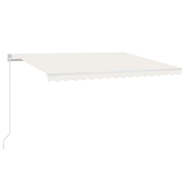 vidaXL k&auml;sitsi sisset&otilde;mmatav varikatus, LED, 450x300 cm, kreemjas