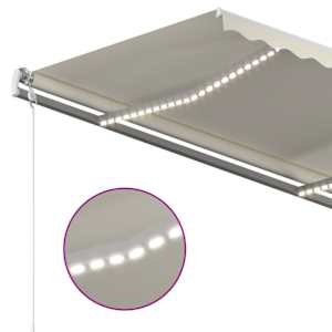 Ručně zatahovací markýza s LED světlem 450 x 300 cm krémová - obrázek 4