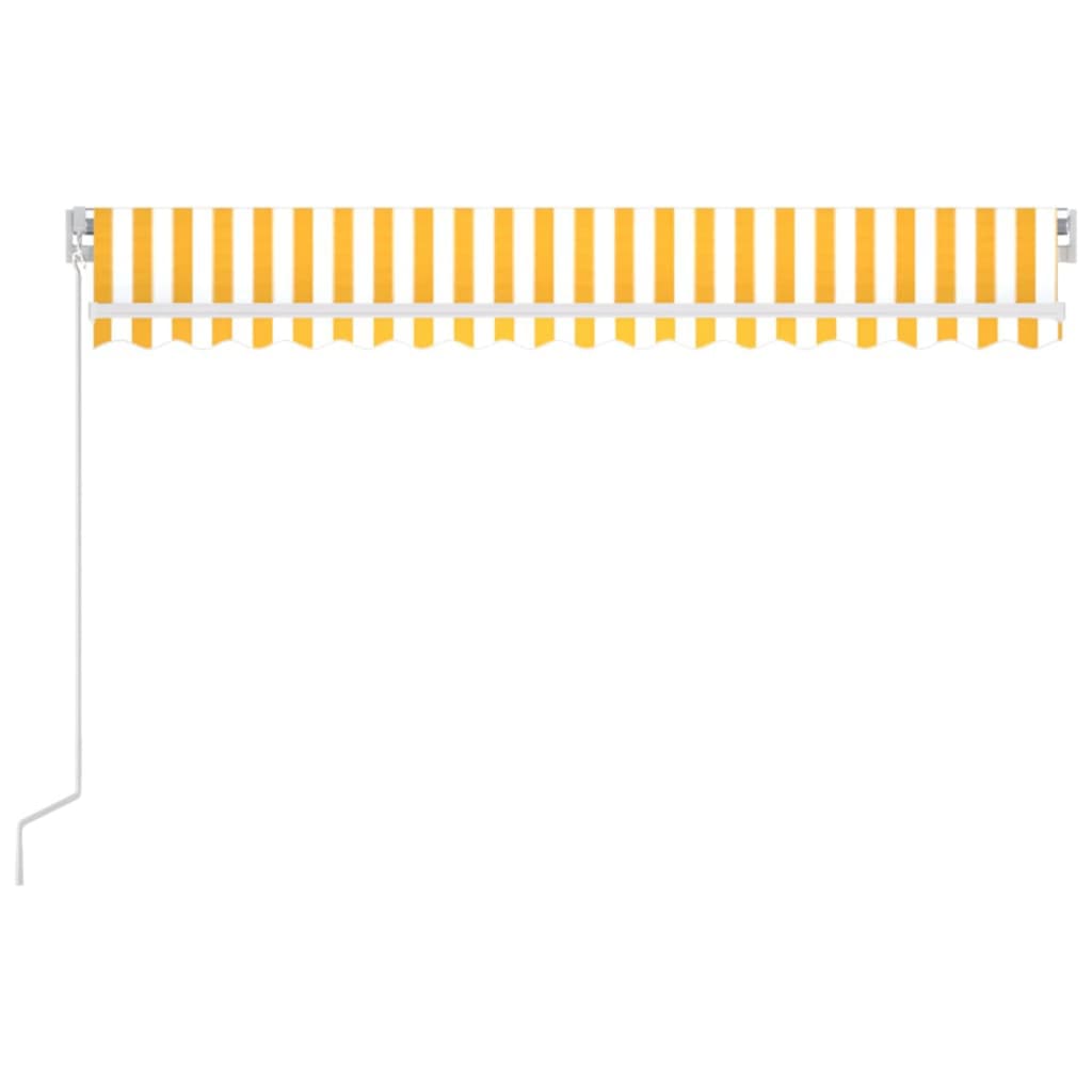 vidaXL markise m. LED 450x300 cm manuel betjening gul og hvid