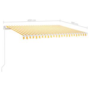 Ručně zatahovací markýza s LED světlem 450 x 300 cm žlutobílá - obrázek 7