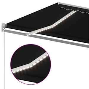 Ručně zatahovací markýza s LED světlem 450 x 300 cm antracitová - obrázek 4