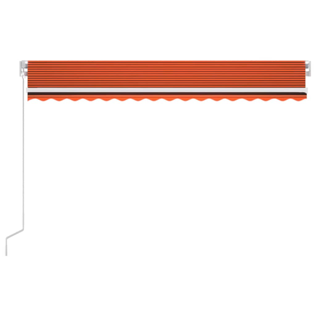 vidaXL markise m. LED-lys 450x300 cm manuel betjening orange og brun
