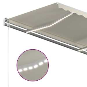 Automatická markýza LED a senzor větru 450 x 300 cm krémová - obrázek 4