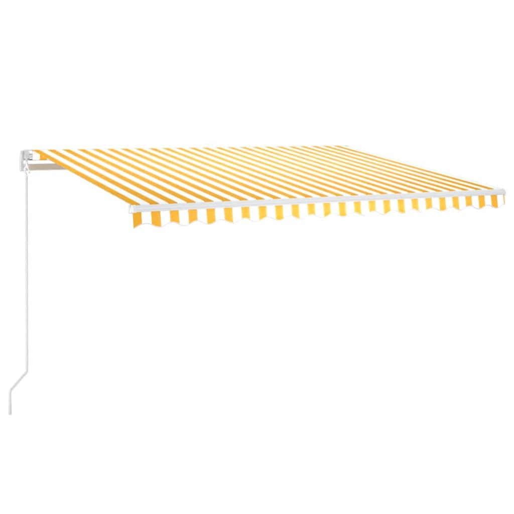 vidaXL Automatická markýza LED a senzor větru 450 x 300 cm žlutá/bílá