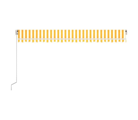 vidaXL Copertină retractabilă manual, galben și alb, 500x300 cm