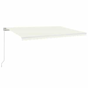 vidaXL k&auml;sitsi sisset&otilde;mmatav varikatus LEDiga, 500 x 300 cm kreemjas