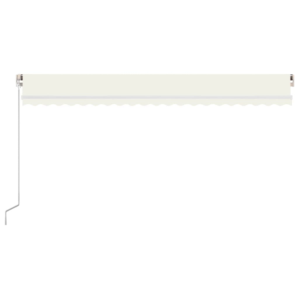 vidaXL Toldo retrátil manual com LED 500x300 cm cor creme