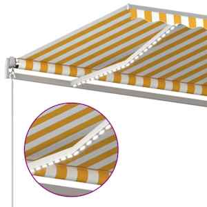 Ručně zatahovací markýza s LED světlem 500 x 300 cm žlutobílá - obrázek 4