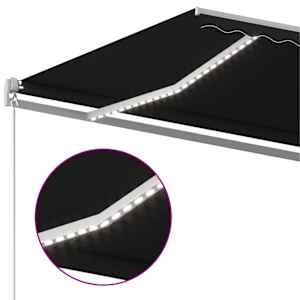 Ručně zatahovací markýza s LED světlem 500 x 300 cm antracitová - obrázek 4