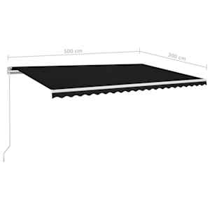Ručně zatahovací markýza s LED světlem 500 x 300 cm antracitová - obrázek 7
