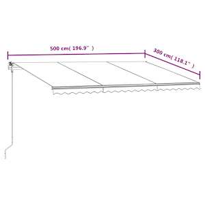 Automatická zatahovací markýza 500 x 300 cm žlutobílá - obrázek 9