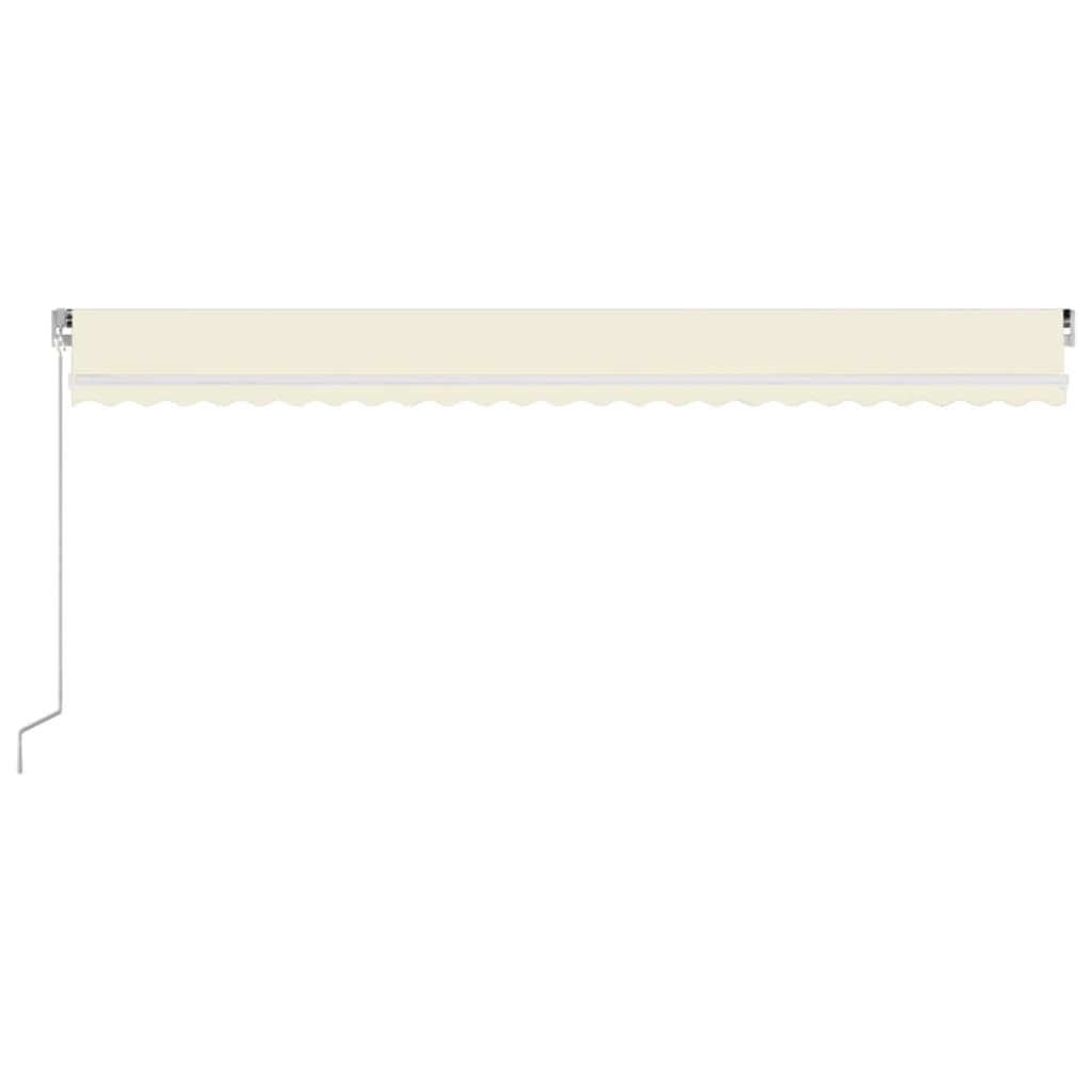 vidaXL Toldo retráctil manual con luz LED color crema 600x300 cm