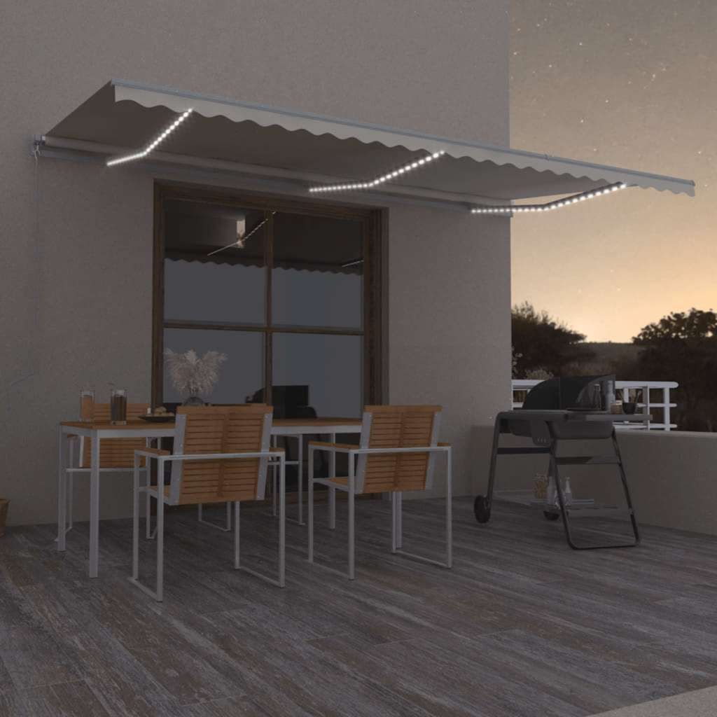 vidaXL Copertină retractabilă manual cu LED, crem, 600x300 cm