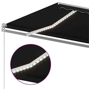 Ručně zatahovací markýza s LED světlem 600 x 300 cm antracitová - obrázek 4