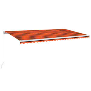 Ročno zložljiva tenda z LED lučmi 600x300 cm oranžna in rjava - slika 2