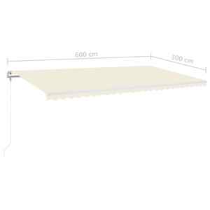 Automatická markýza LED a senzor větru 600 x 300 cm krémová - obrázek 10
