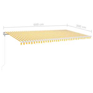 Automatická markýza LED a senzor větru 600 x 300 cm žlutobílá - obrázek 10