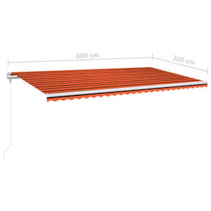 Automatická markýza LED a senzor větru 600x300 cm oranžovohnědá - obrázek 10