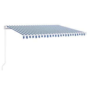 vidaXL k&auml;sitsi sisset&otilde;mmatav varikatus LEDiga 400x350 cm sinine/valge