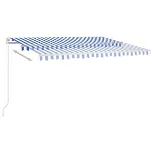 Ručně zatahovací markýza s LED světlem 400 x 350 cm modrobílá - obrázek 6