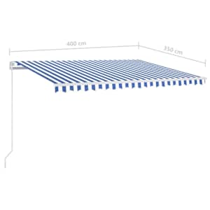 Ručně zatahovací markýza s LED světlem 400 x 350 cm modrobílá - obrázek 7