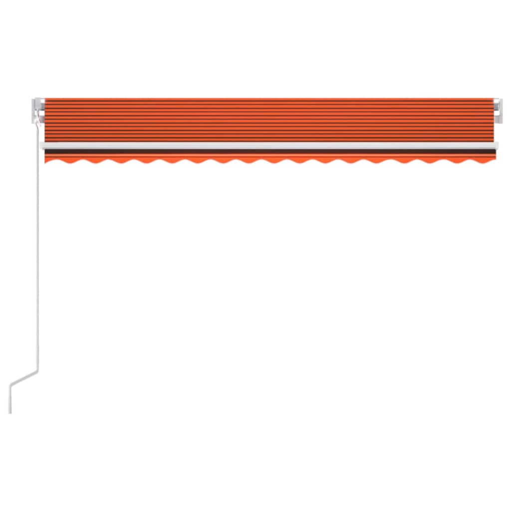 vidaXL Toldo retrátil manual com LED 400x350 cm laranja e castanho