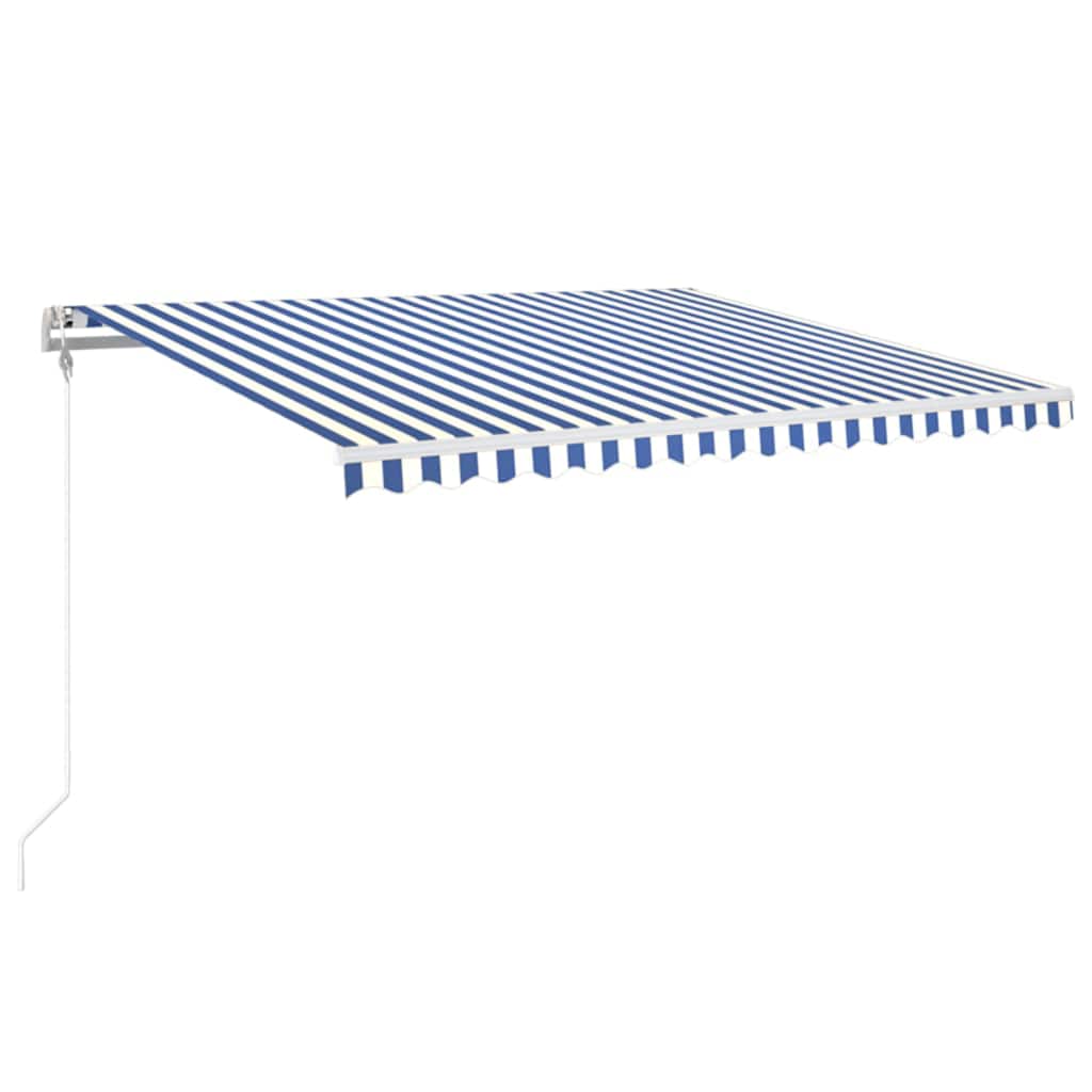 vidaXL Automatická markýza LED a senzor větru 400 x 350 cm modrobílá