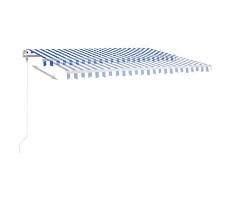 vidaXL Markizė su LED/vėjo jutikliu, mėlyna/balta, 400x350cm