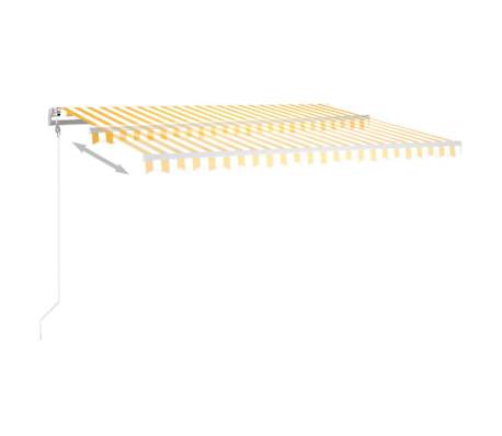 vidaXL Copertină automată cu senzor v&acirc;nt&LED, galben/alb, 400x350 cm
