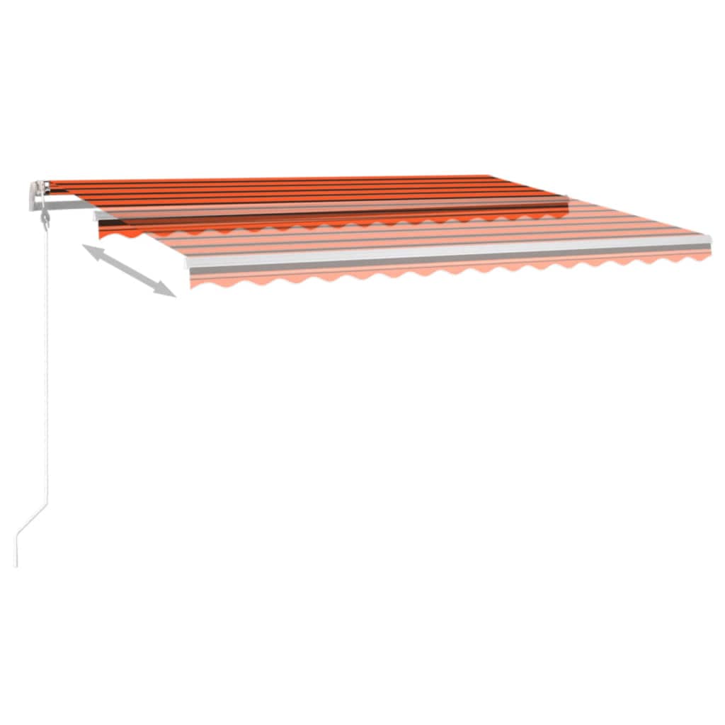 vidaXL Automatická markíza,LED a senzor vetra 400x350cm,oranžová/hnedá