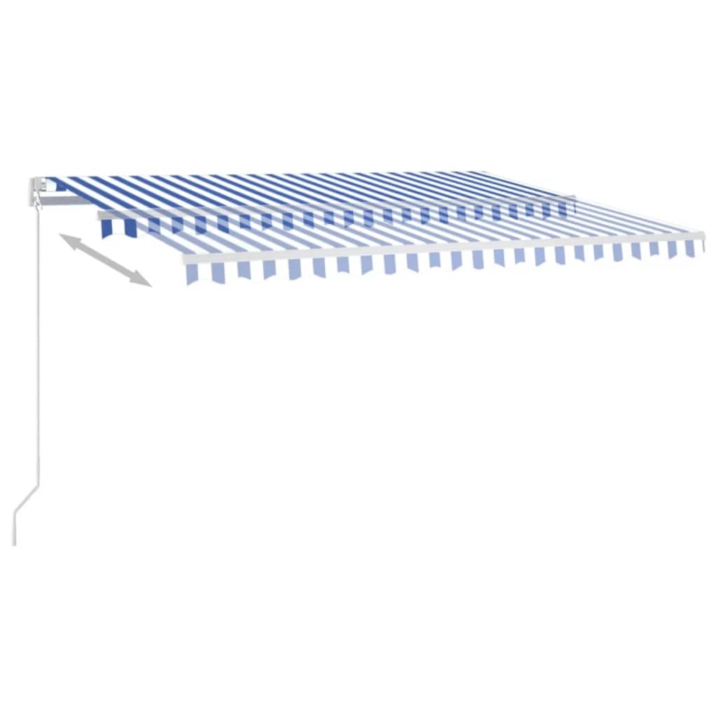 vidaXL Tenda na ručno uvlačenje 450 x 350 cm plavo-bijela
