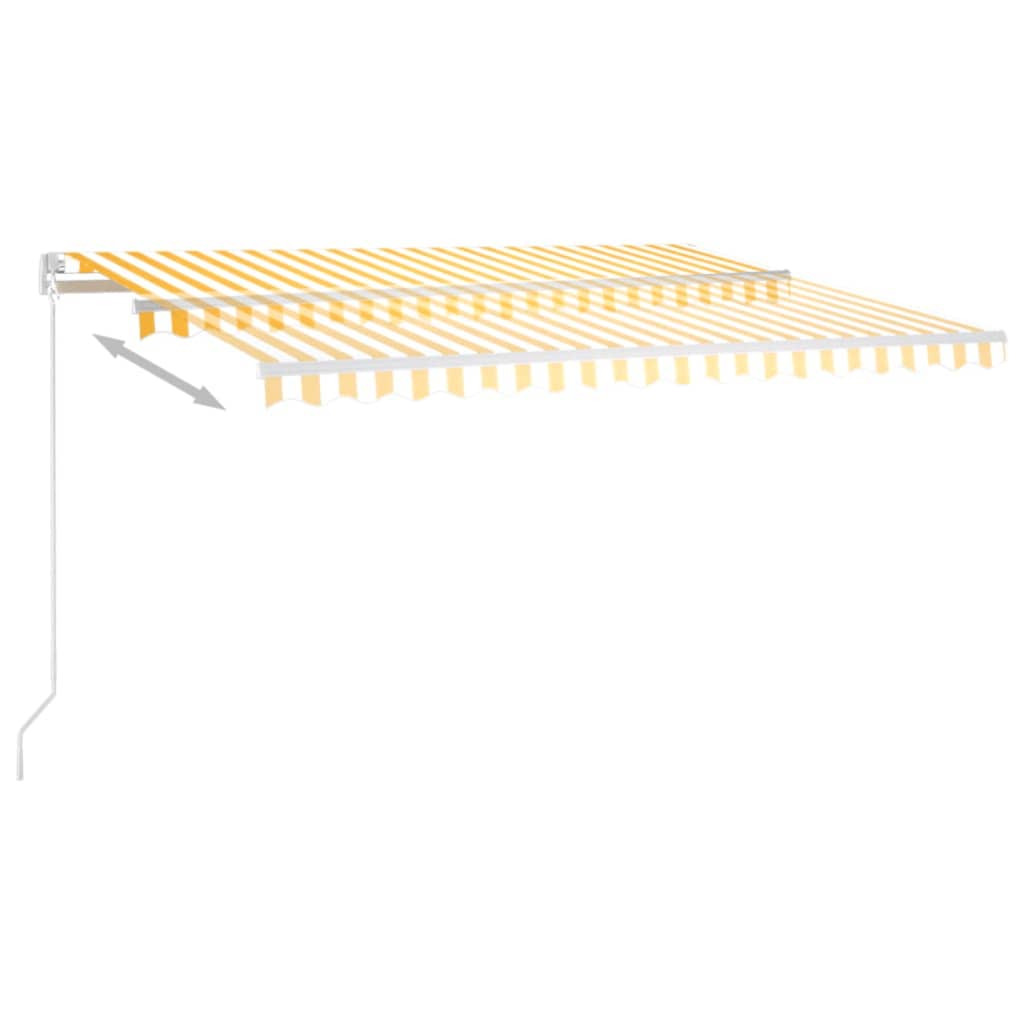 vidaXL Manual Retractable Awning 450x350 cm Yellow and White