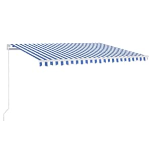 Ručně zatahovací markýza s LED světlem 450 x 350 cm modrobílá - obrázek 2