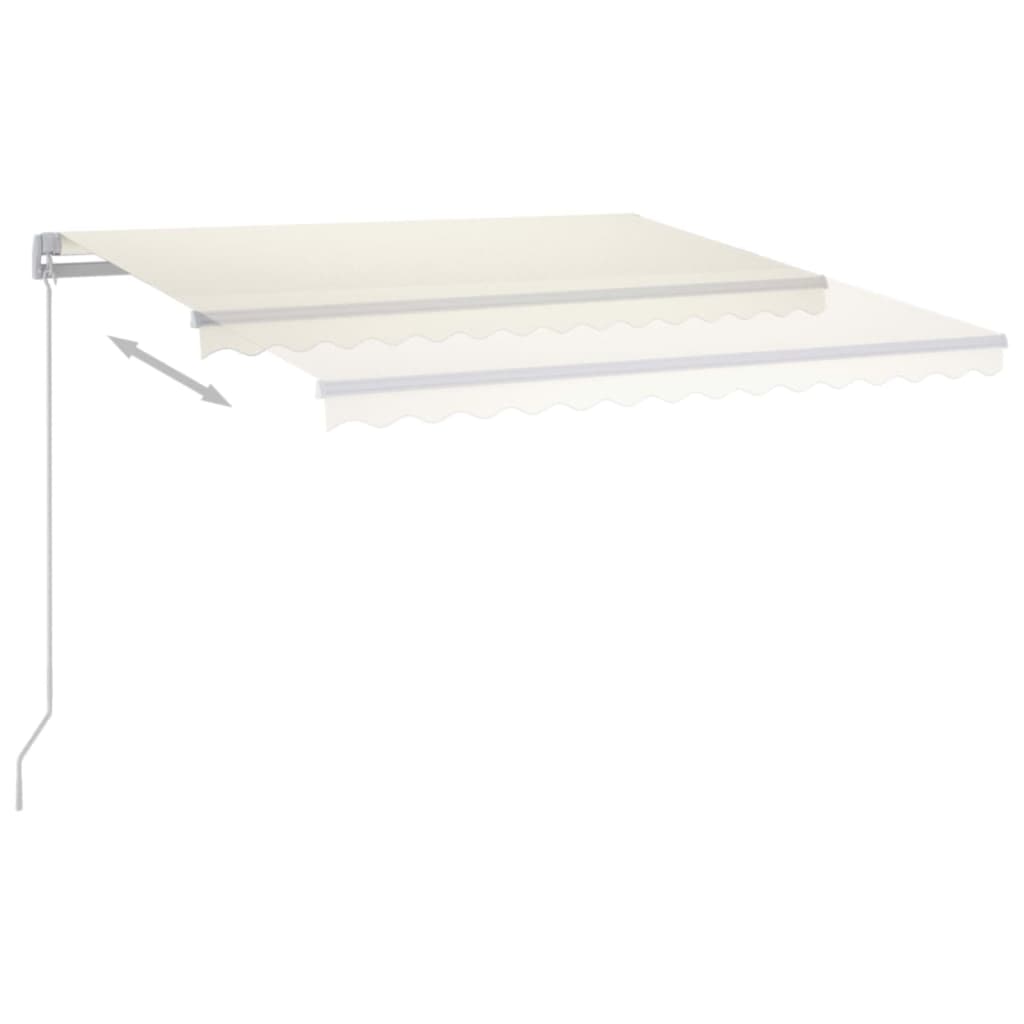 vidaXL Luifel handmatig uittrekbaar met LED 450x350 cm crèmekleurig afbeelding